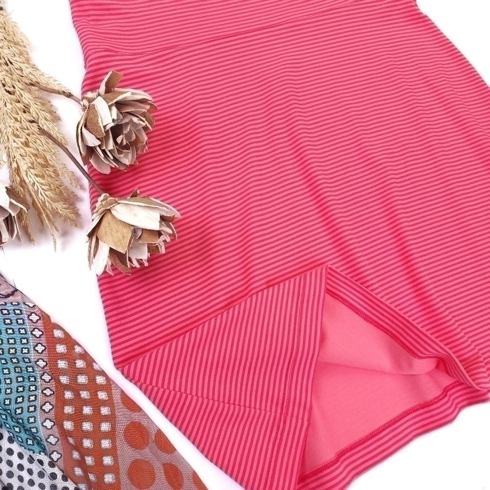 New Eddie Bauer High Waist Pink Coral Striped Activewear Skirt Sz M